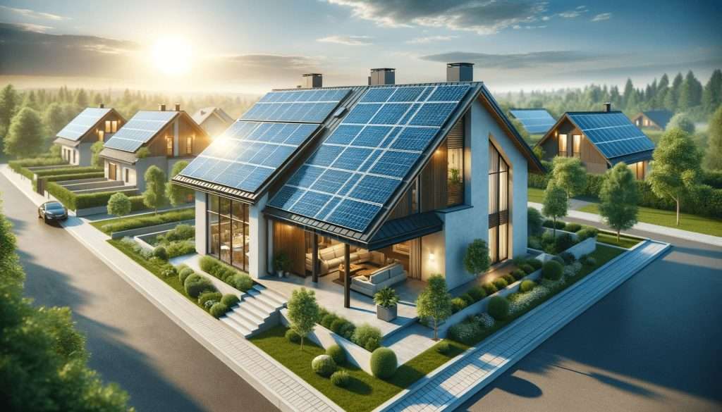 case con pannelli solari sui tetti