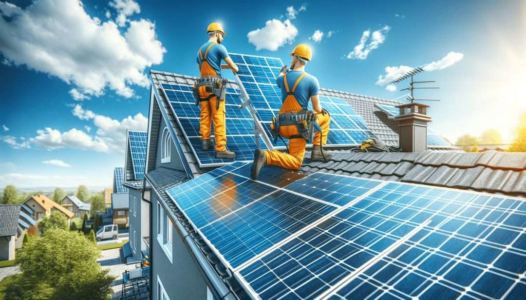installatori di pannelli solari a lavoro