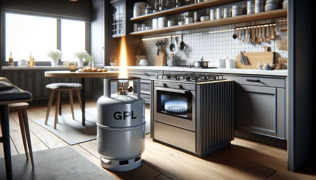 cucina moderna dotata di una cucina a gas alimentata da GPL